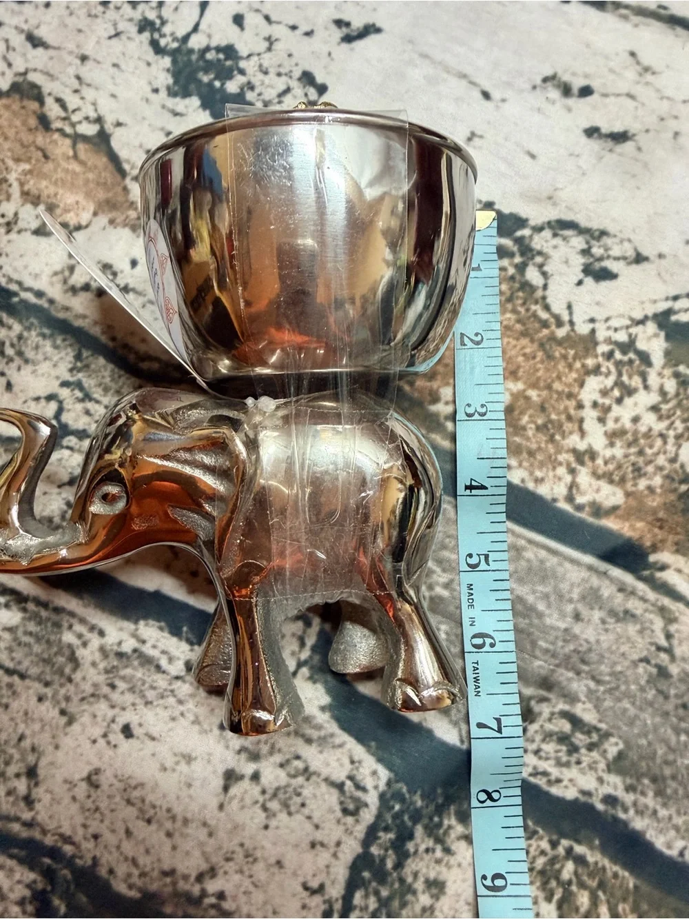 Handmade Silver Elephant Trinket Box Hammered Lid India Boho Vanity Decor